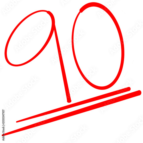 grade marks collection with red numbers 90
