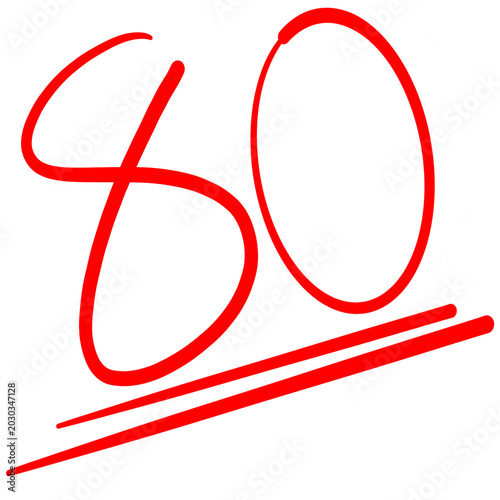 grade marks collection with red numbers 80
