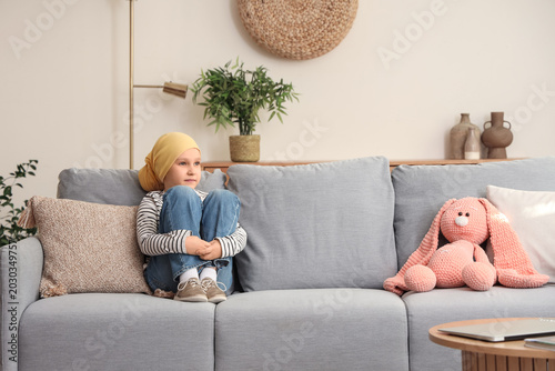 Sad little girl after chemo...