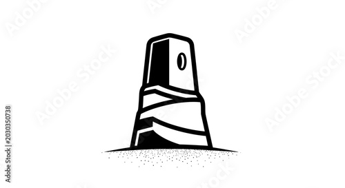 Graphic vector illustration of a spray can nozzle cap in monochrome style, street art design element, urban graffiti icon