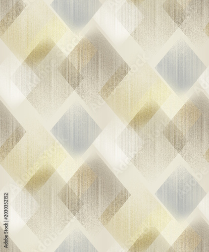 Seamless abstract background with overlapping translucent diamonds featuring a sophisticated geometric pattern in champagne gold and ivory