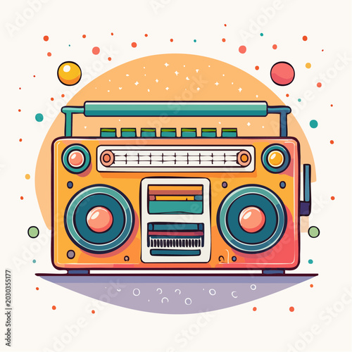 Retro Boombox with Colorful Accents