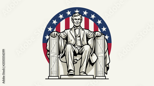 Konstfotografi Iconic Illustration of Abraham Lincoln Seated Inside the Lincoln Memorial