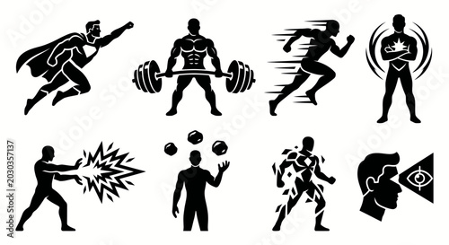 Photos Dynamic collection of superhuman abilities and heroic attributes showcasing stre