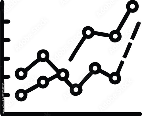 Tablou pe pânză Two line graphs showing upward trend and fluctuating data chart statistics