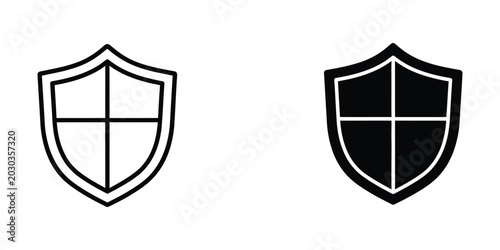 Tableau sur toile Simple shield icon with white and black cross design