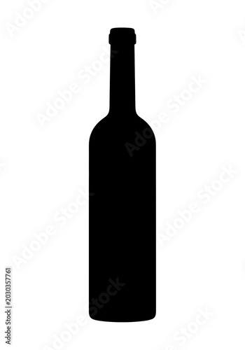Classic wine bottle silhouette isolated on white background
