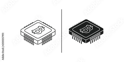 Bild auf Leinwand Isometric bitcoin chip icons split design