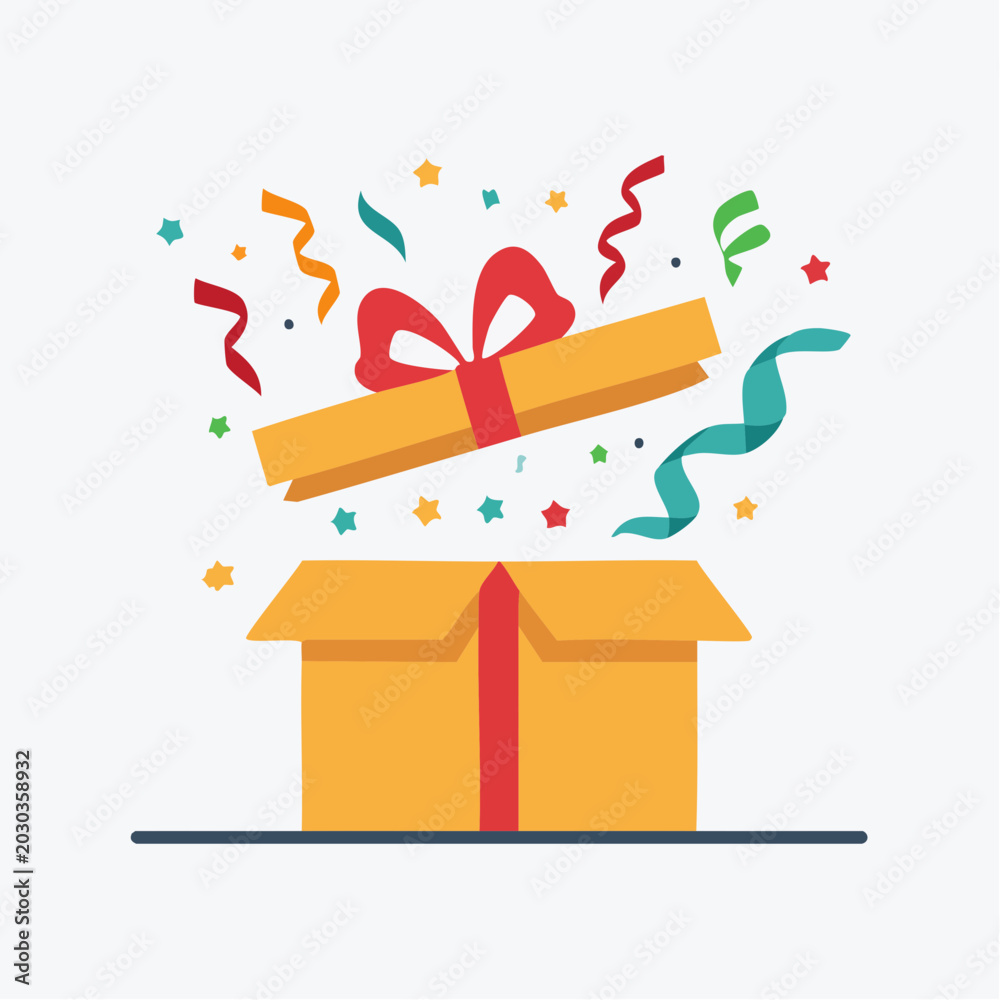 Obraz premium Gift Box Exploding with Confetti and Ribbons