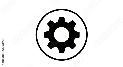Tableau sur toile Black gear icon in circle symbol.