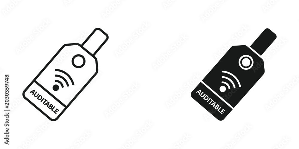 Naklejka premium Black and white walkie-talkie communication icons with signal waves