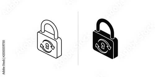 Fotografija Isometric locked padlock icons with secure symbol