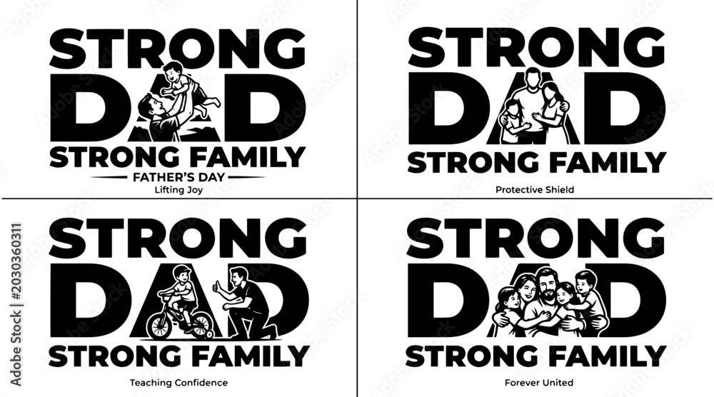 Obraz premium Strong Dad Strong Family Typography Designs for Father's Day Celebration