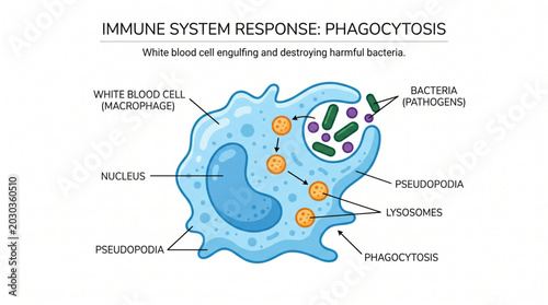 Photos White blood cell attacking bacteria isolated on white background, immunity conce