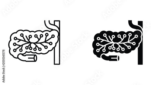 Fotografija Healthy and inflamed intestine illustration comparison