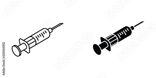 Photos Medical syringe illustration with needle close-up