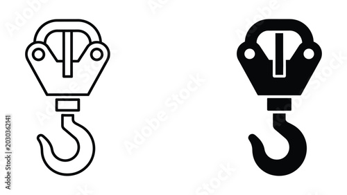 Hook block and shackle lifting hardware illustration