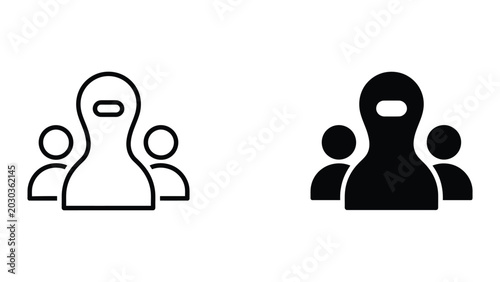Silhouette and outline family icons comparison