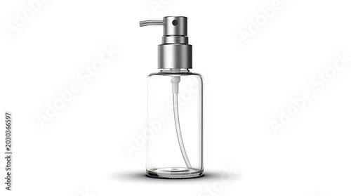 Clear glass soap dispenser bottle with silver pump