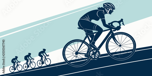 Konstfotografi Cyclist competing in professional road bike race uphill illustration with compet