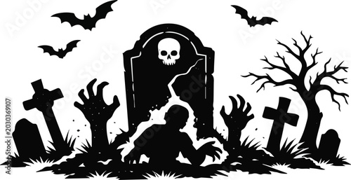 Tableau sur toile Isolated on Halloween graves