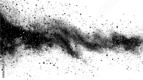 Bild auf Leinwand Explosion of dark particulate matter, smoke, dust, and debris captured in motion