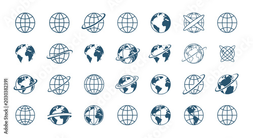 Globe Earth Map Icons Symbols.