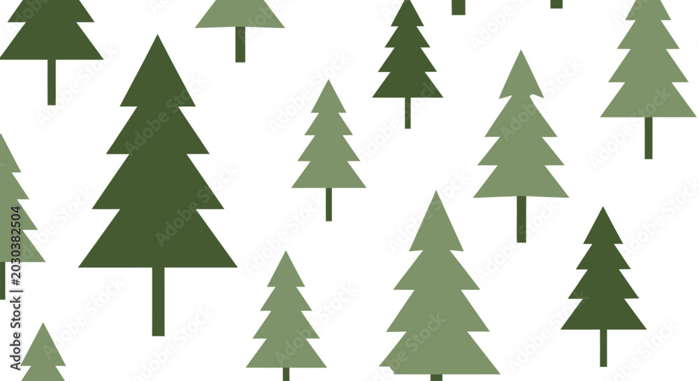 Obraz premium Group of Pine Trees Silhouette Illustration.