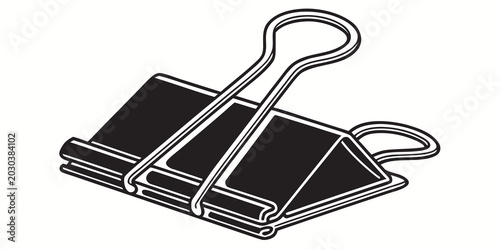 Schilderij op canvas Black and white vector illustration of a standard office metal binder with stati