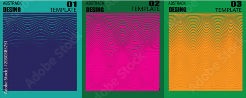 Cuadro en lienzo Abstract geometric gradient backgrounds in blue, pink, and orange with wavy line