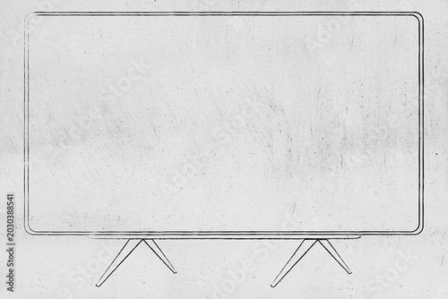 minimalist television with blank screen copy space, pencil style illustration