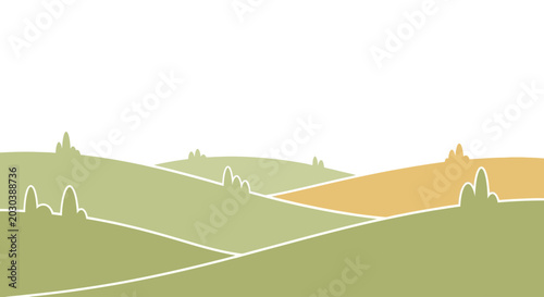 Schilderij op canvas Green hills with white lines drawn.