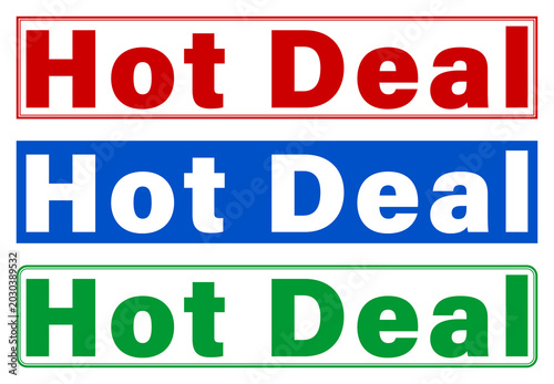 Three colorful hot deal banners with different background colors