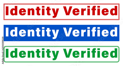 Three identity verified badges with different colored backgrounds