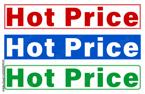 Three colorful hot price sale banners with different background colors