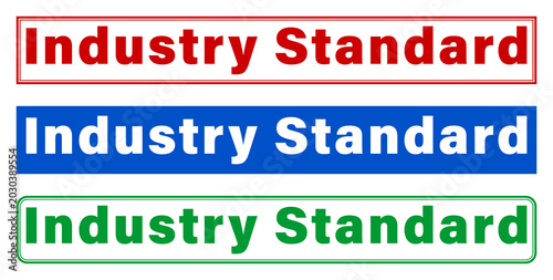 Three industry standard labels with different colored borders and text