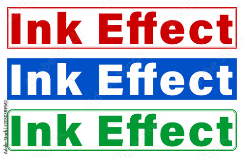 Three colorful ink effect text labels with transparent background