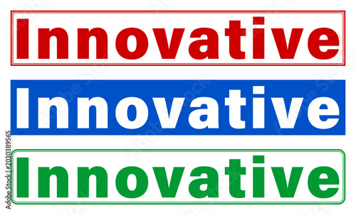 Three colorful innovative text designs with different background colors