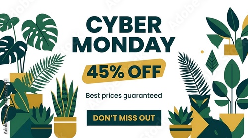 Cyber Monday Sale Advertisement With Indoor Plants.
