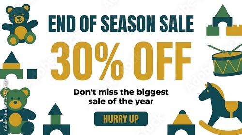 Colorful End of Season Sale Toy Advertisement Design.