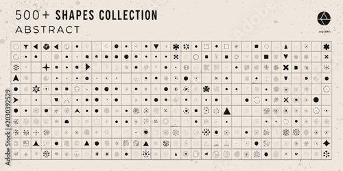 abstract shapes collection geometric symbols and icons on textured background