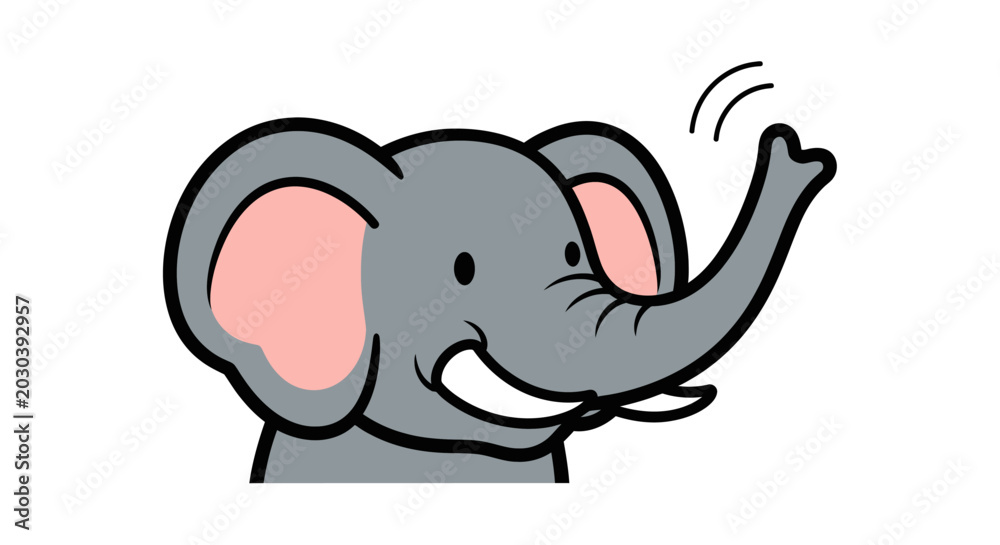 Fototapeta premium Cartoon Elephant Waving Hand.