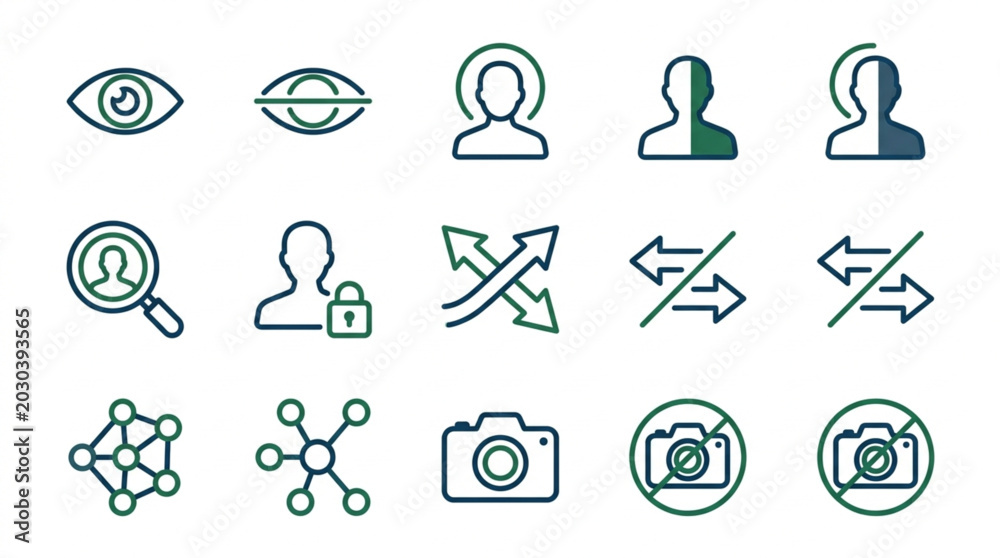 Fototapeta premium Collection of user interface icons representing various digital concepts and actions.