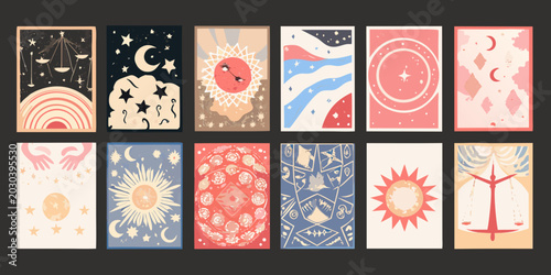 Foto tarot card set illustrated celestial and mystical designs