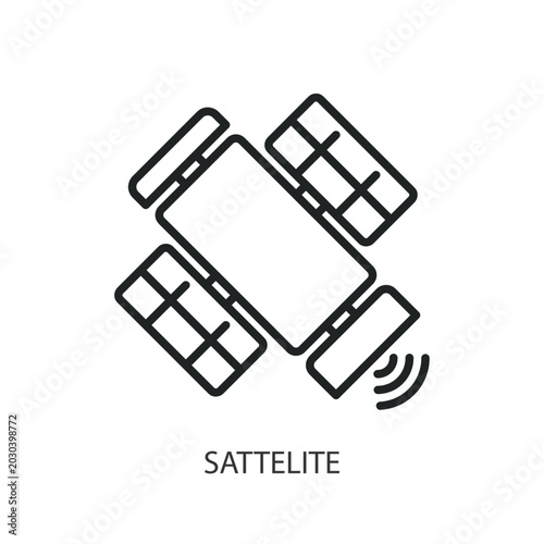 Cuadro en lienzo Sattelite thin line vector icons