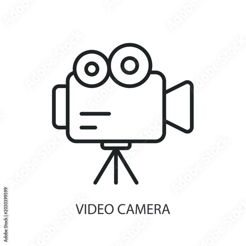 Cuadro en lienzo Video Camera thin line vector icons
