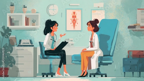 Engaging Consultation Between Two Healthcare Professionals in a Modern Clinic Setting
