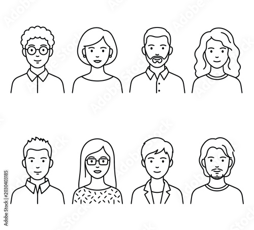 Diverse group of people portraits men and women with different hairstyles and glasses portraits diversity headshot