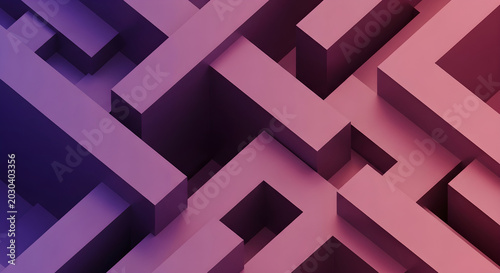 Vibrant maze pattern background with intersecting purple and pink blocks