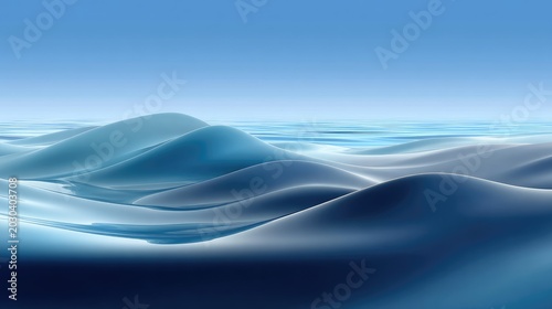 Serene Landscape of Gentle Ocean Waves Under a Clear Blue Sky With Soft Textures and Gradients, Creating a Calming Atmosphere for Relaxation and Peaceful Imagery